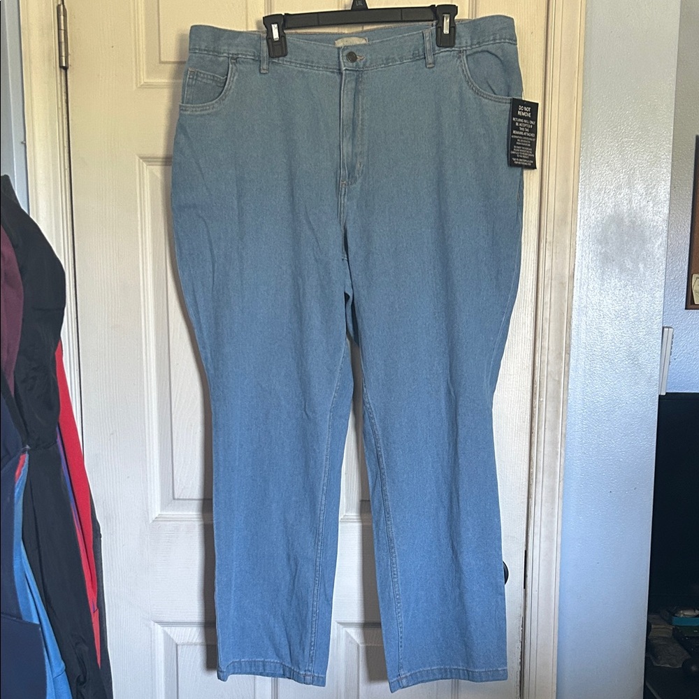 NWT Woman Within 5 pocket light wash denim pant size 22W